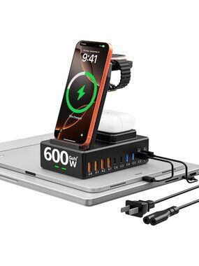 600W Multi-Device Charging Station, Fast Wireless Charger for Apple & More